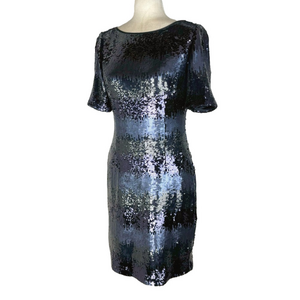 Tahari navy sequinned dress